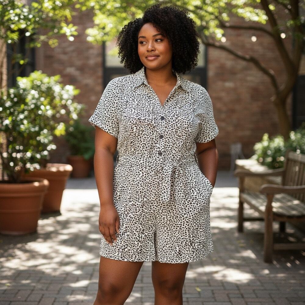 Lane Bryant Leopard Safari Romper | Size 16 | NWT